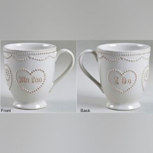 LENOX French Perle White "I Do, Me Too" Reversible Mug, Shabby Chic Coffee Mug